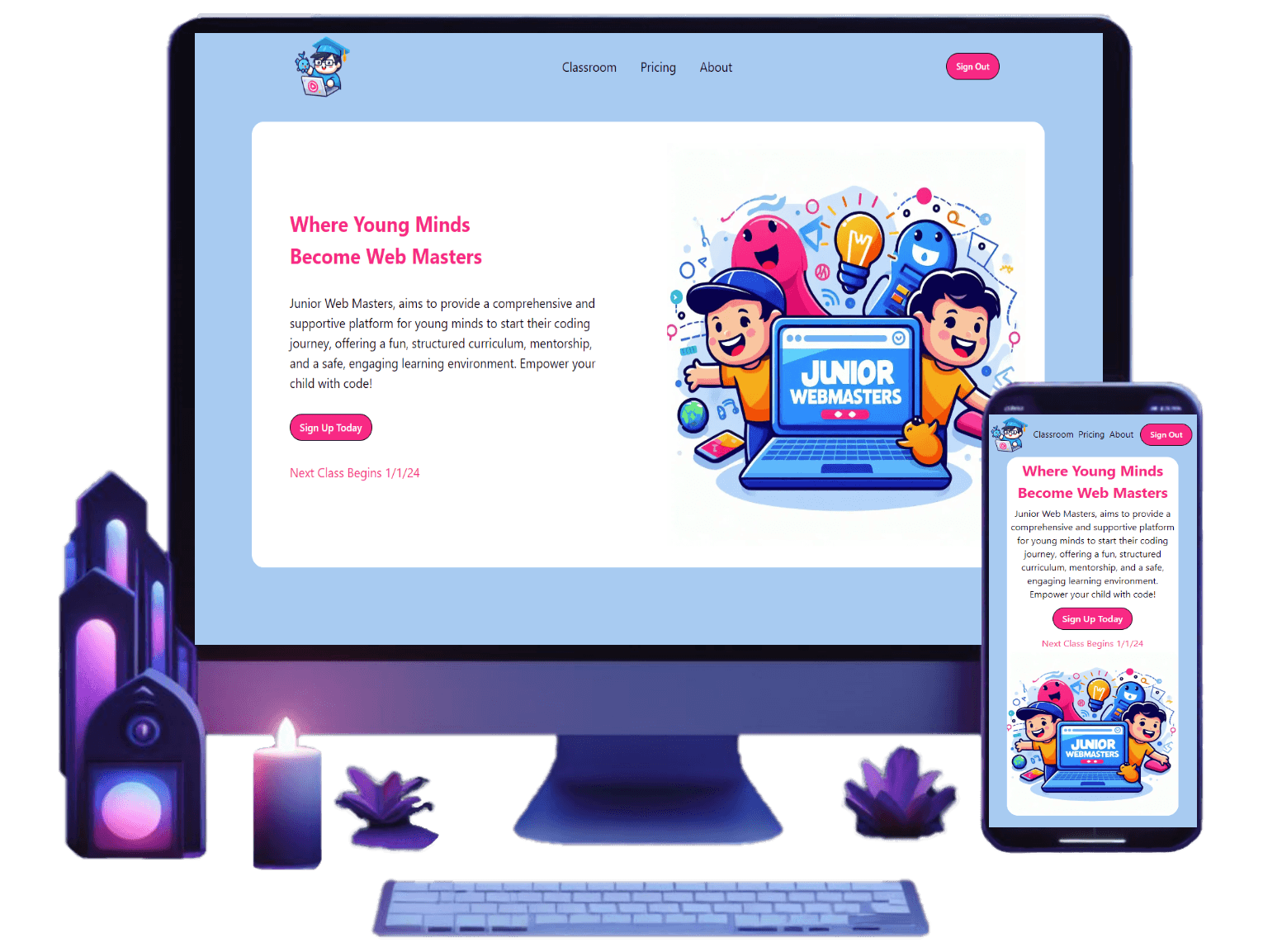 Web development desktop and mobile view mockup 1