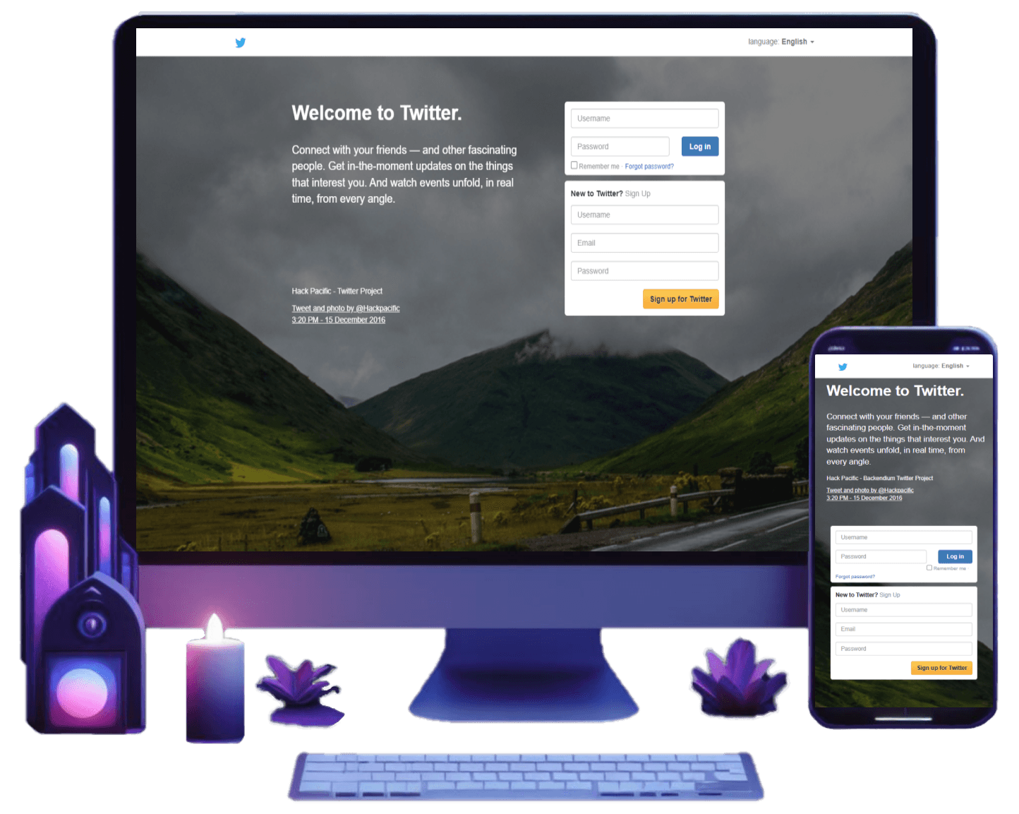Web development desktop and mobile view mockup 1